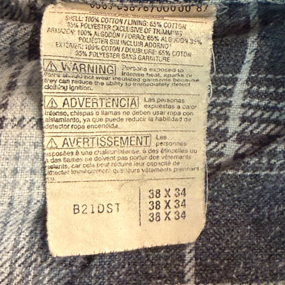 Vintage Carhartt Flannel Lined Jeans Mens Blue Denim 38x29 Made In USA - Picture 3 of 10